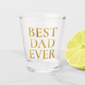 金ゴールドフェイクブラシ付き金属箔最高のパパ ショットグラス (正面)