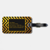 金ゴールドフェイクブラックシェブロン模様モノグラカスタムム ラゲッジタグ (裏面横)