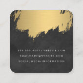 金ゴールドフェイクブラッシュモノグラムラッシュブラック スクエア名刺 (裏面)