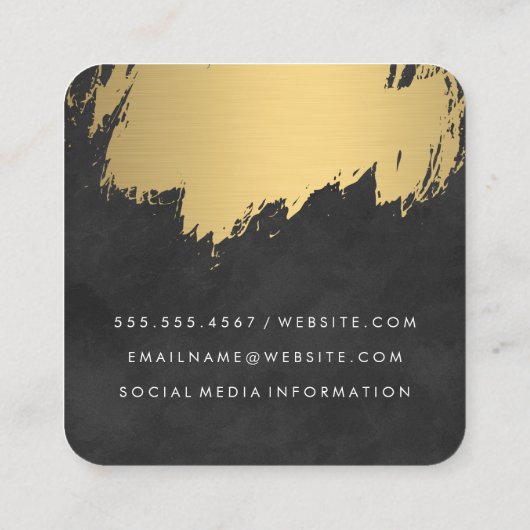 金ゴールドフェイクブラッシュモノグラムラッシュブラック スクエア名刺 (裏面)