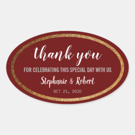 金ゴールドフェイクブルゴーニュモダンエレガントな結婚式 楕円形シール