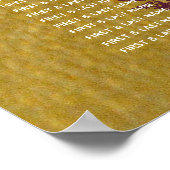 金ゴールドフェイクブルゴーニュ、モノグラムの結婚座席表 ポスター (角)