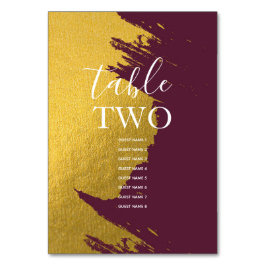 金ゴールドフェイクブルゴーニュ、モノグラム結婚のゲスト名 テーブルナンバー