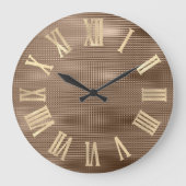 金ゴールドフェイクブロンズストライプメタリックローマ数字 ラージ壁時計 (正面)