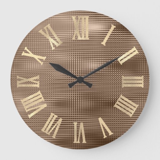 金ゴールドフェイクブロンズストライプメタリックローマ数字 ラージ壁時計 (正面)