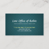 金ゴールドフェイクプラメージダークグリーンロームバス弁護士 名刺 (裏面)