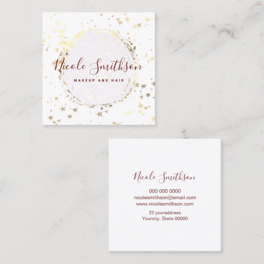 金ゴールドフェイクホイルのサークルロゴ スクエア名刺 (正面/裏面)