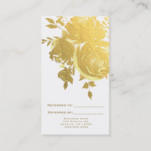 金ゴールドフェイクホイルエレガントモダンは友だちを参照 紹介カード (裏面)