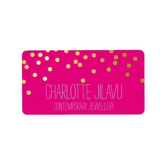 金ゴールドフェイクホイルスモダンポット型かわいいピンク ラベル (正面)