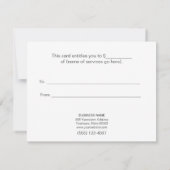 金ゴールドフェイクホイル円サロンギフト証明書 (裏面)