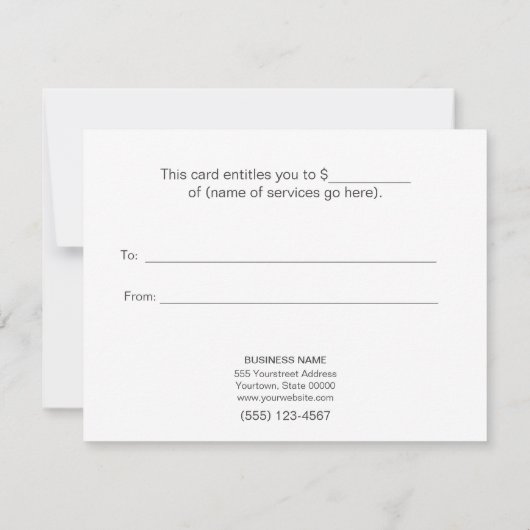 金ゴールドフェイクホイル円サロンギフト証明書 (裏面)