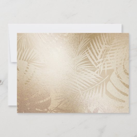 金ゴールドフェイクホイル熱帯葉モノグラム ノートカード (裏面)