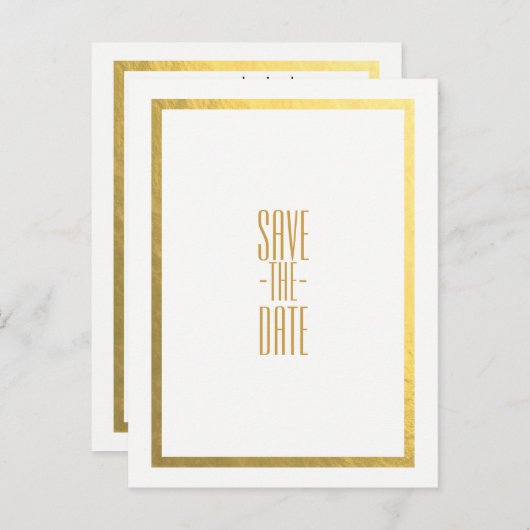 金ゴールドフェイクホイル白エレガント日ミニマル付の保存 案内ポストカード (正面/裏面)