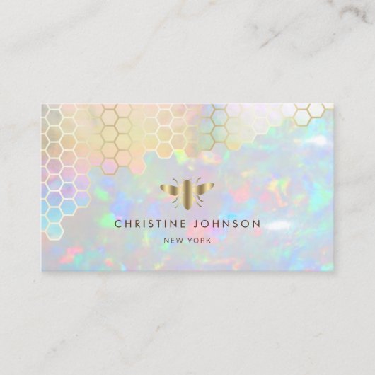 金ゴールドフェイクホイルbee on opstone宝石 名刺 (正面)