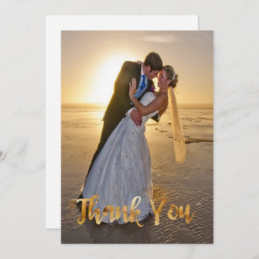 金ゴールドフェイクホイ結婚ルのサンキューカード サンキューカード (正面/裏面)