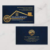 金ゴールドフェイクホームブルーテクスチャグランジ建築 名刺 (正面/裏面)