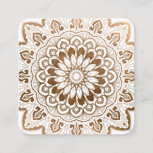 金ゴールドフェイクマンダラメダリオンヨガヒーリング スクエア名刺 (正面)