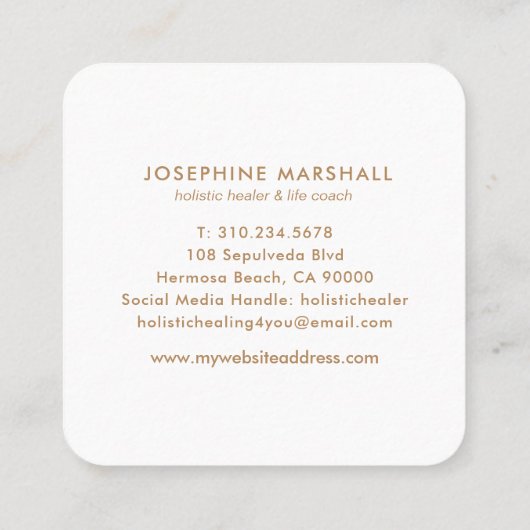 金ゴールドフェイクマンダラメダリオンヨガヒーリング スクエア名刺 (裏面)