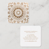 金ゴールドフェイクマンダラメダリオンヨガヒーリング スクエア名刺 (正面/裏面)