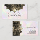 金ゴールドフェイクマンダラヨガインストラクターホログラフィック 名刺 (正面/裏面)