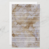 金ゴールドフェイクマーブルスワールトレンディーシパーソナライズされたック 便箋 (正面/裏面)