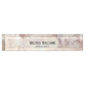 金ゴールドフェイクマーブルビジネス机用ネームプレート デスクネームプレート (正面)