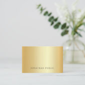 金ゴールドフェイクミニマルテンプレートラグジュアリーカスタム 名刺 (スタンド正面)