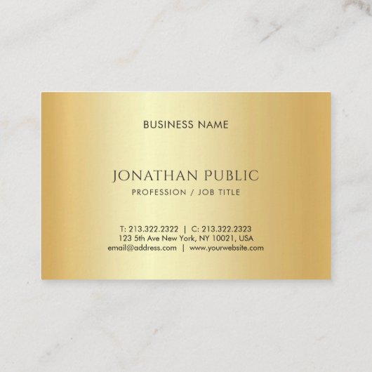 金ゴールドフェイクミニマルテンプレートラグジュアリーカスタム 名刺 (裏面)