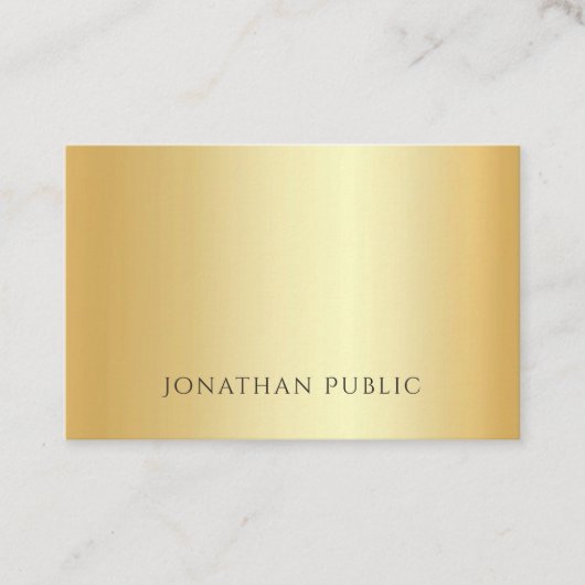 金ゴールドフェイクミニマルテンプレートラグジュアリーカスタム 名刺 (正面)