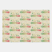 金ゴールドフェイクメタタイポグラフィクリスマスサンプラー ラッピングペーパーシート (正面3)