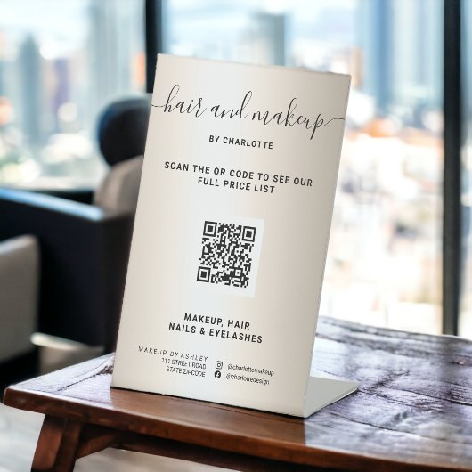 金ゴールドフェイクメタリックメイクアップデジタルQR価格 台座サイン