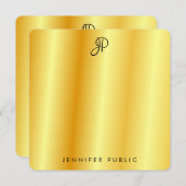 金ゴールドフェイクメタリック調書付モノグラム ノートカード (正面/裏面)