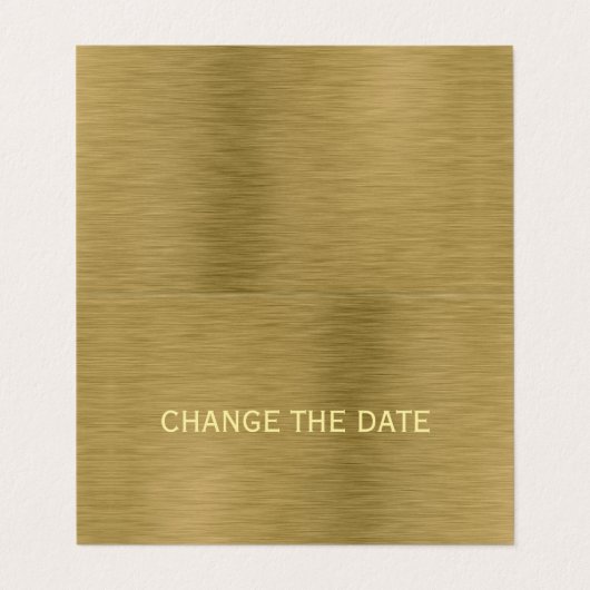 金ゴールドフェイクメタルのテクスチャ写真の日付カードの変更 名刺 (外部フラット)