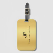 金ゴールドフェイクモノグモダンラムテンプレートグラマー ラゲッジタグ (正面縦)