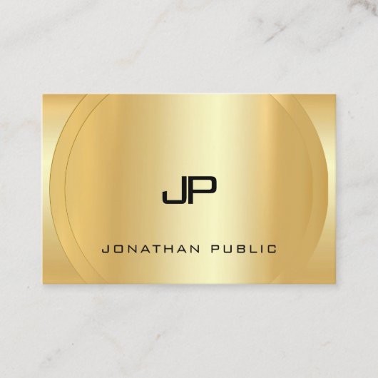 金ゴールドフェイクモノグラムグラマラスモダンラグジュアリー 名刺 (正面)