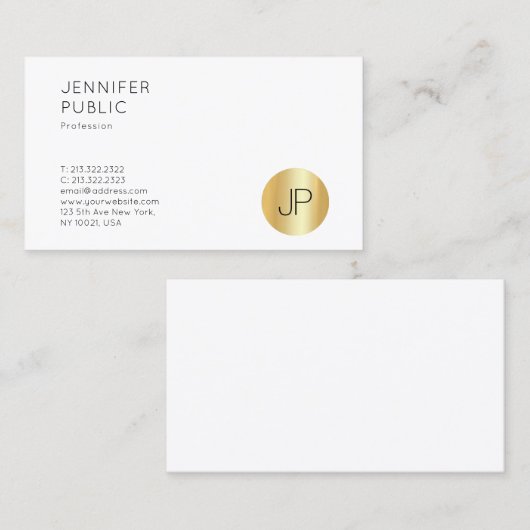 金ゴールドフェイクモノグラムテンプレートエレガントプロフェッショナル 名刺 (正面/裏面)