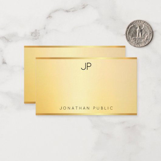 金ゴールドフェイクモノグラムテンプレートミニマモダンリスト ノートカード (正面/裏面インサイチュ)