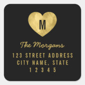 金ゴールドフェイクモノグラムハートファミリー差出人住所 スクエアシール (正面)