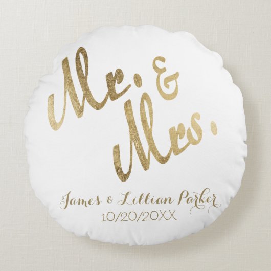 金ゴールドフェイクモノグラム夫妻結婚の ラウンドクッション (正面)