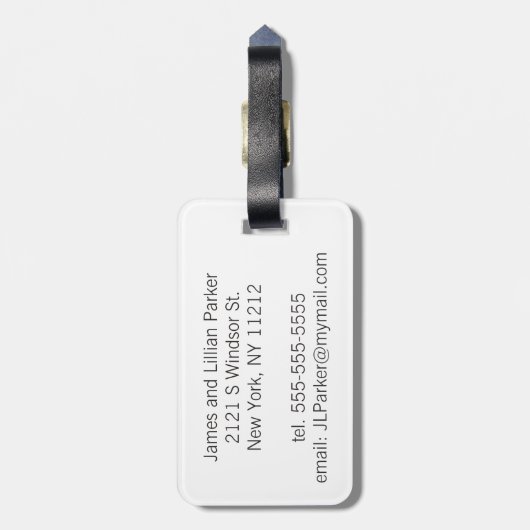 金ゴールドフェイクモノグラム夫妻結婚の ラゲッジタグ (裏面縦)