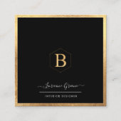 金ゴールドフェイクモノグラム、ハニカム|DIYカラー スクエア名刺 (正面)