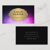 金ゴールドフェイクラベルとグリッターグラムスパークル 名刺 (正面/裏面)