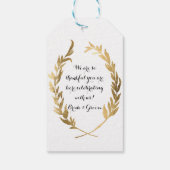 金ゴールドフェイクラベルローレルオリーブリースリーフ結婚 ギフトタグ (裏面)