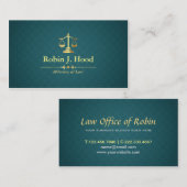 金ゴールドフェイクリブラダークグリーンロームバス弁護士 名刺 (正面/裏面)