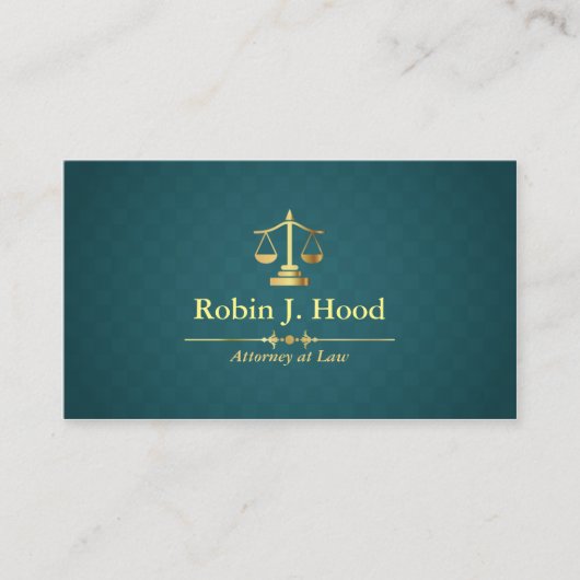 金ゴールドフェイクリブラダークグリーンロームバス弁護士 名刺 (正面)