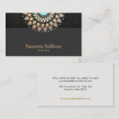 金ゴールドフェイクリーフモチーフブラックリネンプロフェッショナル 名刺 (正面/裏面)