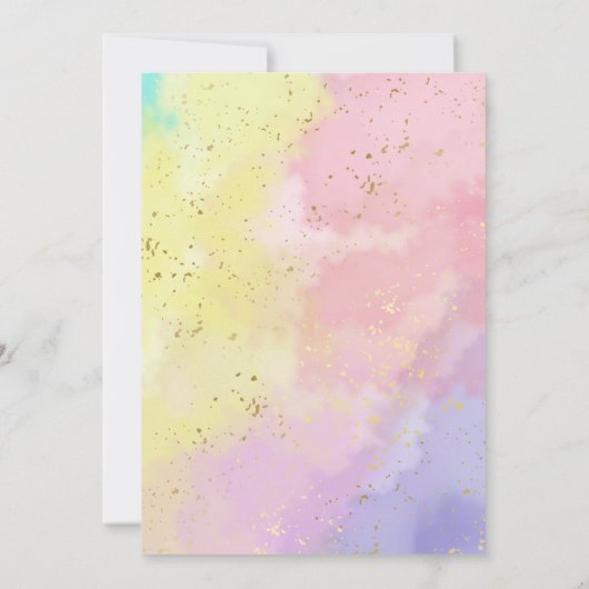 金ゴールドフェイクレインボー蝶ガールベビーシャワー 招待状 (裏面)