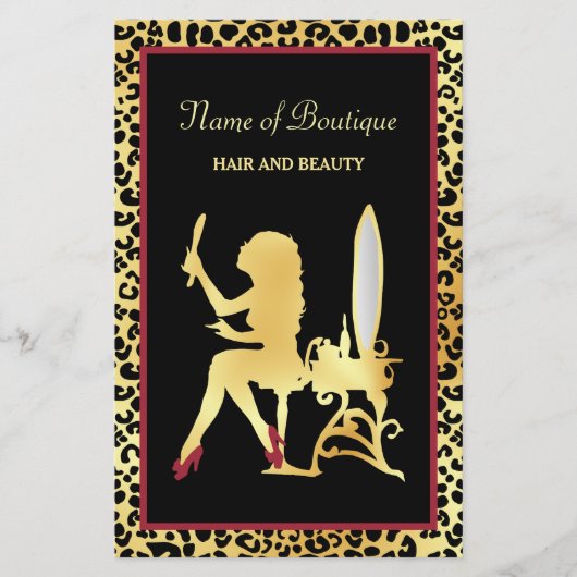 金ゴールドフェイクレオパードヘアブティックグランドオープニング チラシ (正面)