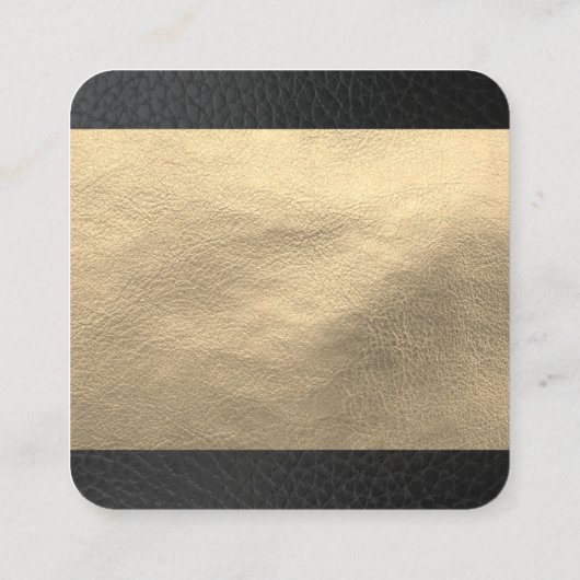 金ゴールドフェイクレザー/ブラックレザートリム スクエア名刺 (裏面)
