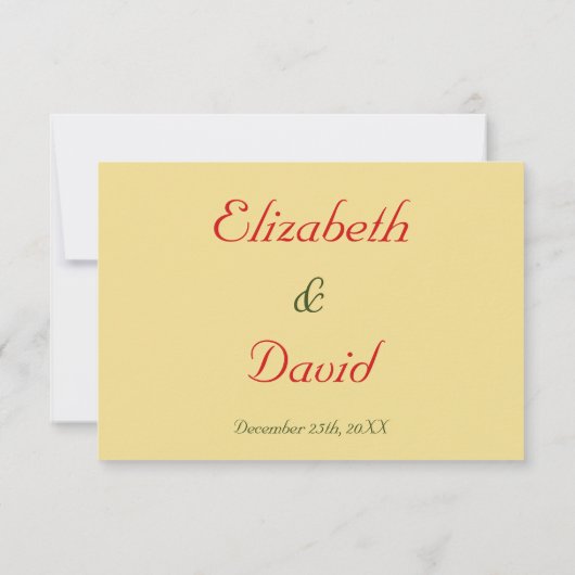 金ゴールドフェイクレッドグリーンホリデークリスマスウェディングRSVP 出欠カード (裏面)